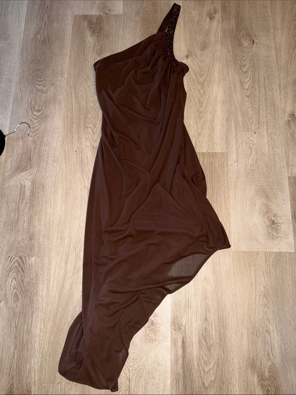 Cache One-Shoulder Chocolate Brown Evening Dress